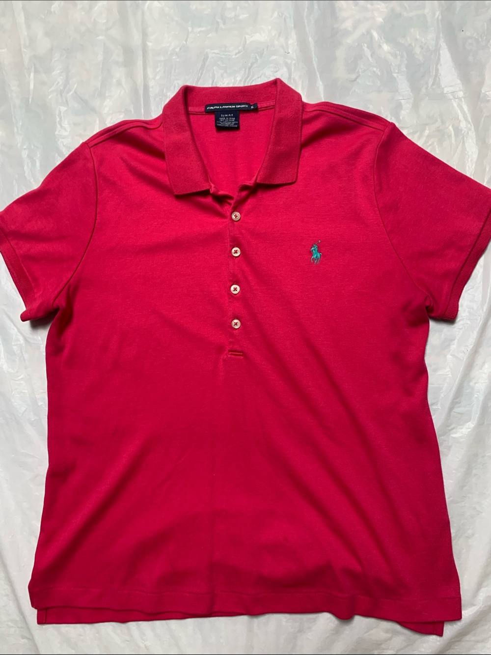 Ralph Lauren Sport Pink Slim Fit Polo Shirt Y2K Preppy 100% Cotton Size XL